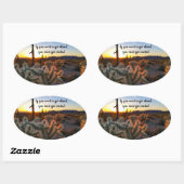 Sticker Ovale Arizona Desert Sunset Cactus Inspiration Dire (Feuille)
