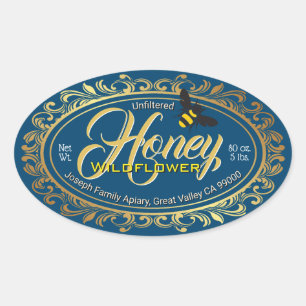 Sticker Ovale Armature d'or Imperial Blue Honey Jar