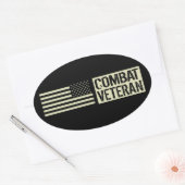Sticker Ovale Armée américaine : Vétéran de combat (drapeau noir (Enveloppe)
