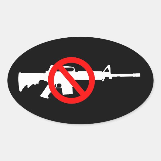 Sticker Ovale Armes d'assaut d'interdiction (Devant)