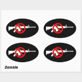 Sticker Ovale Armes d'assaut d'interdiction (Feuille)