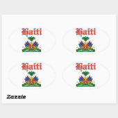 Sticker Ovale Armoiries de Grunge Haïti (Feuille)