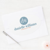 Sticker Ovale Arrière - plan blanc minimal moderne Cercle bleu (Enveloppe)