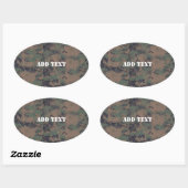 Sticker Ovale Arrière - plan de bois numérique militaire (Feuille)