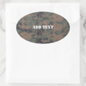 Sticker Ovale Arrière - plan de bois numérique militaire (Sac)