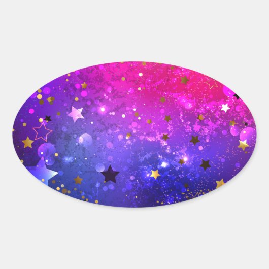 Sticker Ovale Arrière - plan rose brillant (Devant)