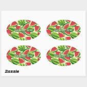 Sticker Ovale Arrière - plan sans couture de pastèque (Feuille)