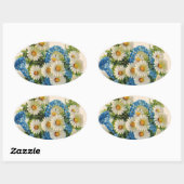Sticker Ovale Arrosage à fleurs bleues (Feuille)