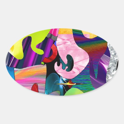 Sticker Ovale Art Abstrait (Devant)