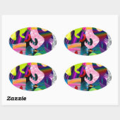 Sticker Ovale Art Abstrait (Feuille)