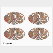 Sticker Ovale Art Abstrait africain (Feuille)