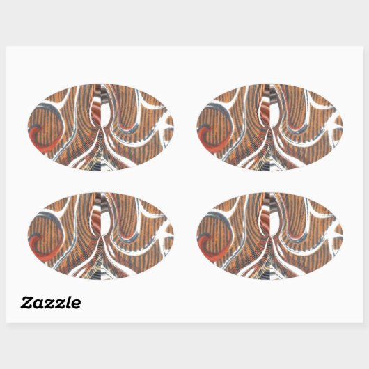 Sticker Ovale Art Abstrait africain (Feuille)