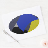 Sticker Ovale Art Abstrait bleu jaune (Enveloppe)