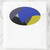 Sticker Ovale Art Abstrait bleu jaune (Sac)