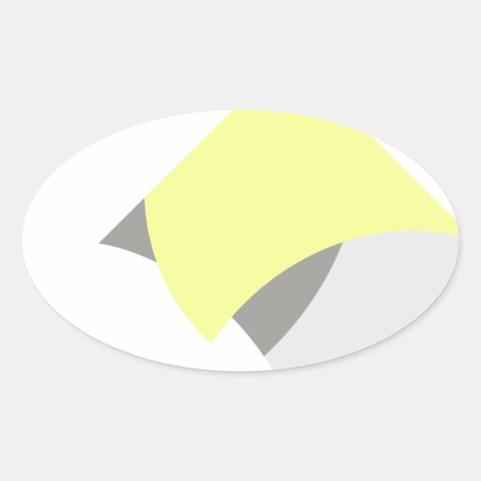 Sticker Ovale Art Abstrait gris jaune blanc (Devant)