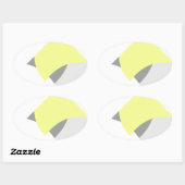 Sticker Ovale Art Abstrait gris jaune blanc (Feuille)