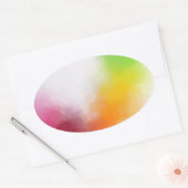 Sticker Ovale Art Abstrait moderne Jaune Orange Bleu Vert Rose (Enveloppe)