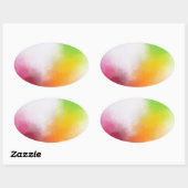 Sticker Ovale Art Abstrait moderne Jaune Orange Bleu Vert Rose (Feuille)