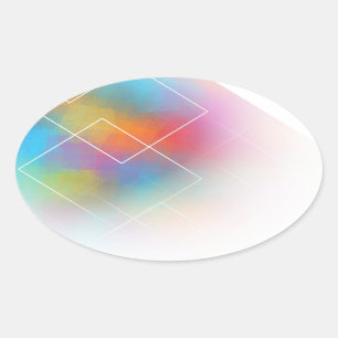 Sticker Ovale Art abstrait rose rouge orange personnalisé coloré