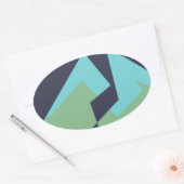 Sticker Ovale Art Abstrait Turquoise Bleu Vert (Enveloppe)