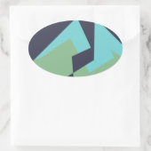 Sticker Ovale Art Abstrait Turquoise Bleu Vert (Sac)