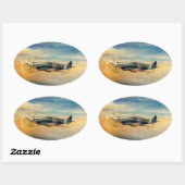 Sticker Ovale Art aéronautique (Feuille)