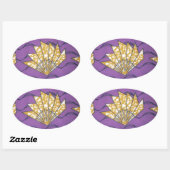 Sticker Ovale Art africain Abstrait : Vagues de passion violette (Feuille)