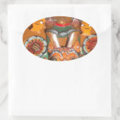 Sticker Ovale Art Culturel Unique - Design Sri-Lankais/Indonésie (Sac)