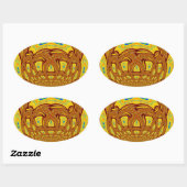 Sticker Ovale Art de baseball jaune doré Imprimer (Feuille)