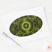 Sticker Ovale Art de fractale "de roue de Magick de Metatron" - (Enveloppe)