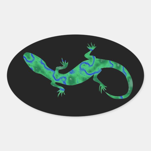 Sticker Ovale Art déco Grüner Gecko (Devant)
