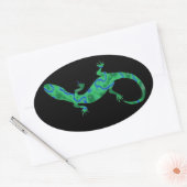 Sticker Ovale Art déco Grüner Gecko (Enveloppe)