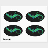 Sticker Ovale Art déco Grüner Gecko (Feuille)