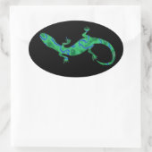 Sticker Ovale Art déco Grüner Gecko (Sac)