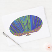 Sticker Ovale Art Décoratif Bleu d'Afrique Design Imprimer (Enveloppe)