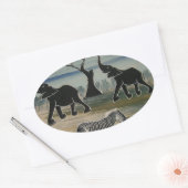 Sticker Ovale Art Eléphant Africain (Enveloppe)