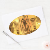 Sticker Ovale Art Ethnique Africain d'or Imprimer (Enveloppe)