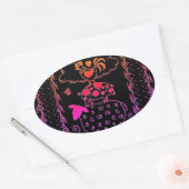 STICKER OVALE ART FOLAIRE ANIMAUX DE FERME MOUSSE, PIG, ROOSTER (Enveloppe)