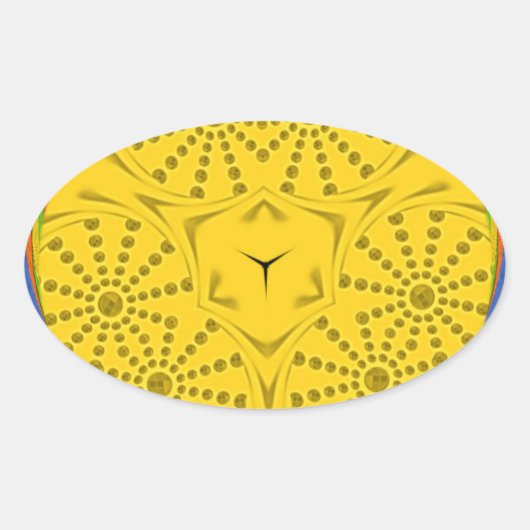 Sticker Ovale Art Motif Égyptien Imprimer À damiers Conception C (Devant)