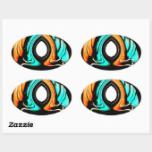 Sticker Ovale Art Motif traditionnel africain Imprimer (Feuille)