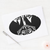 Sticker Ovale Art noir et blanc africain (Enveloppe)