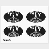 Sticker Ovale Art noir et blanc africain (Feuille)