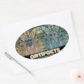 Sticker Ovale artefacts 4 têtes de mouche 3 "ovale" (Enveloppe)