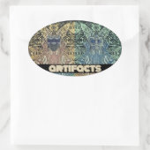 Sticker Ovale artefacts 4 têtes de mouche 3 "ovale" (Sac)