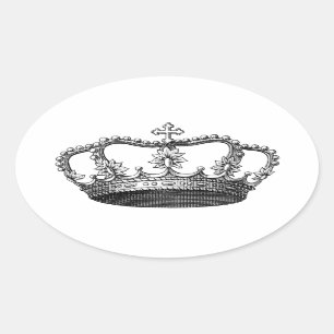 Sticker Ovale Article argenté de cadeau de couronne que vous