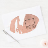 Sticker Ovale Artiste moderne Abstrait Faux Rose Or Brushstrokie (Enveloppe)