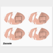 Sticker Ovale Artiste moderne Abstrait Faux Rose Or Brushstrokie (Feuille)