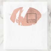 Sticker Ovale Artiste moderne Abstrait Faux Rose Or Brushstrokie (Sac)