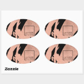 Sticker Ovale Artiste moderne Rose Abstrait Gold/Black Brushstro (Feuille)