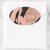 Sticker Ovale Artiste moderne Rose Abstrait Gold/Black Brushstro (Sac)
